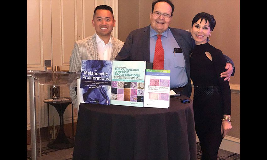 Dr. Cynthia Magro's fellow, Dr. Allen Miraflor, Dr. Martin Mihm and Dr. Magro with their most recent books in press.